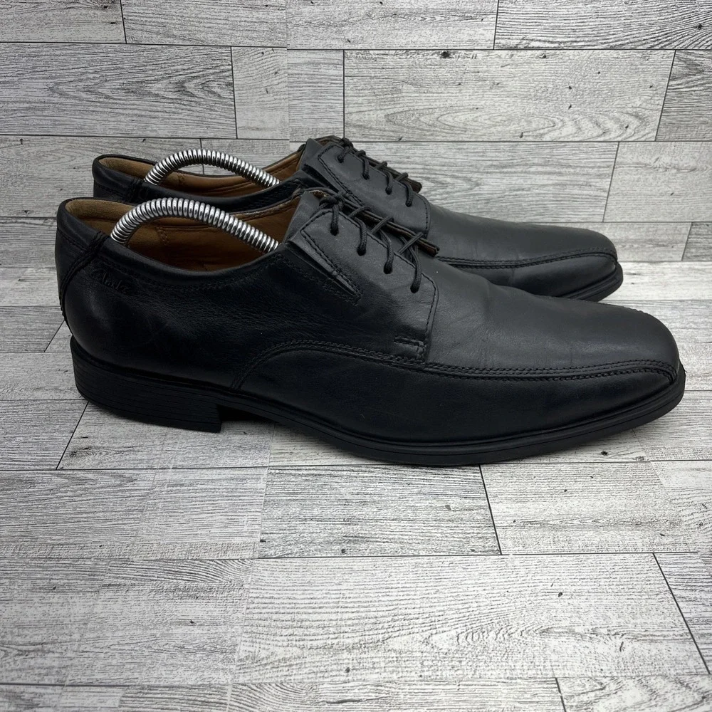 Clarks Tilden Walk Black Leather Oxford‎ Dress Shoes Men Size 11.5M